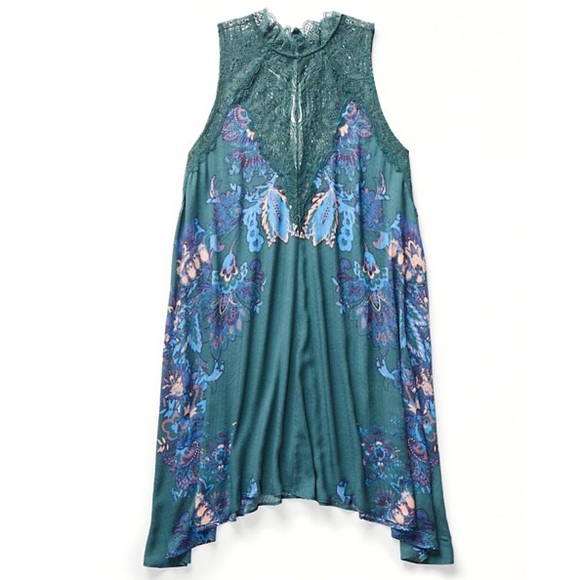 Scalloped Lace Mock Neck DRESS Marsha Printed Slip - Picture 7 of 8